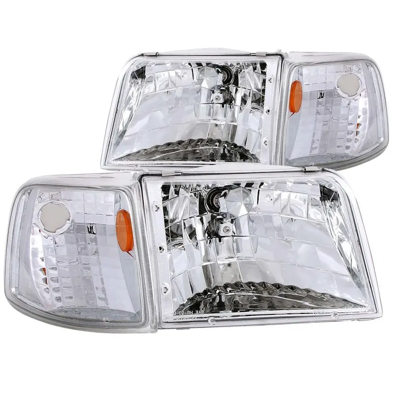 Anzo 1993-1997 Ford Ranger Crystal Headlights Chrome W/ Corner Lights 2Pc 1
