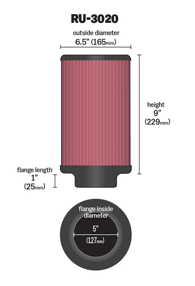 K&N Filter 2 1/4Inch 10 Degree Flange 16 1/4Inch X 4Inch - 4 1/2Inch Height 1