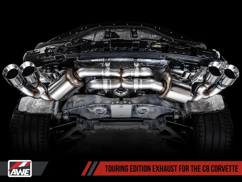 Awe Tuning 2020-2022 Chevrolet Corvette (C8) Touring Edition Exhaust - Quad Chrome Silver Tips 2