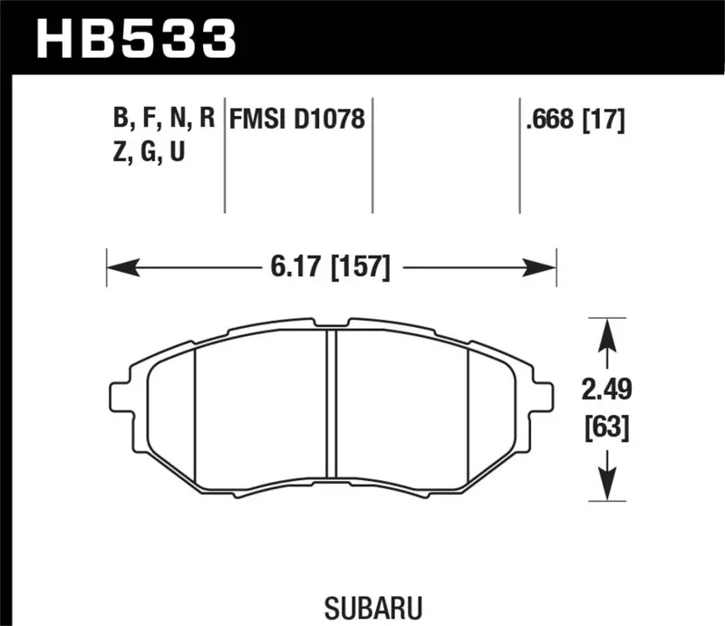 Hawk 2006-2007 Subaru B9 Tribeca Limited Hps 5.0 Front Brake Pads 1