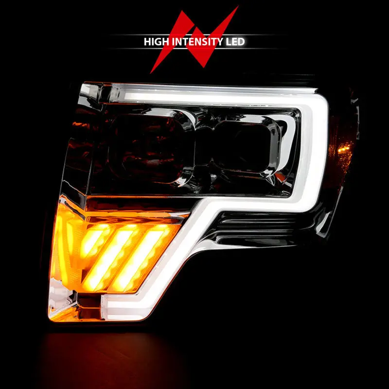 Anzo 2009-2014 Ford F-150 Projector Headlight Chrome Amber 2