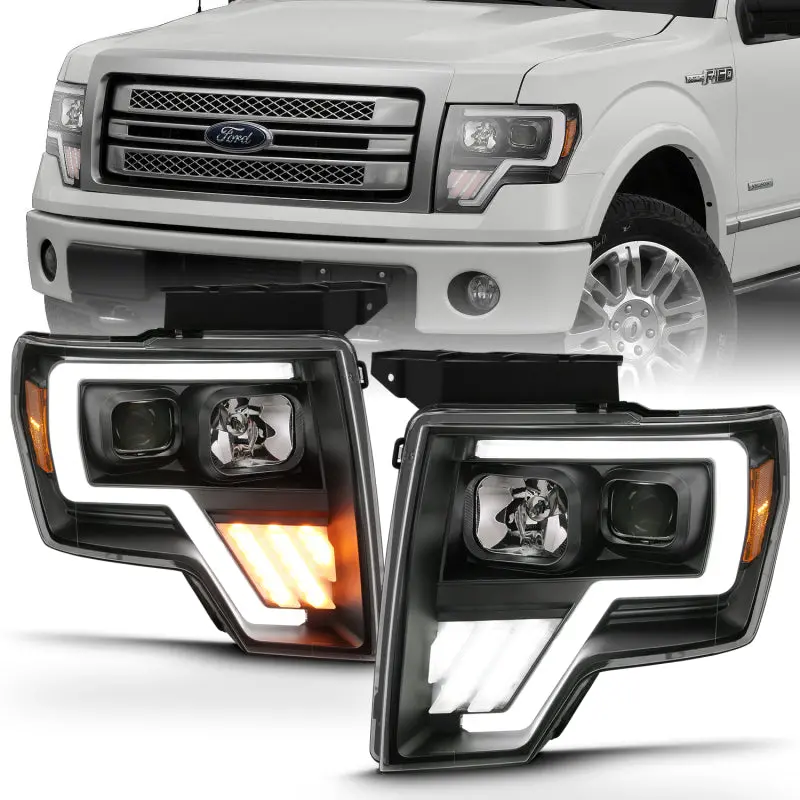 Anzo 2009-2013 Ford F-150 Projector Light Bar G4 Switchback H.L.Black Amber 1