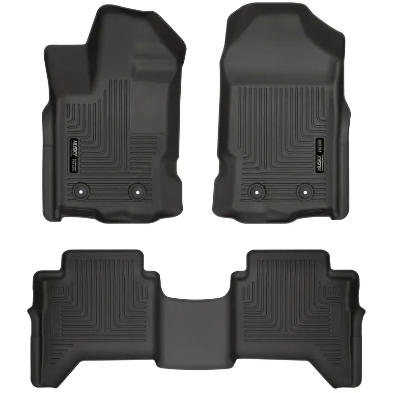 Husky Liners 2019+ Ford Ranger Supercrew Cab Weatherbeater Black Front & 2Nd Seat Floor Liners 1