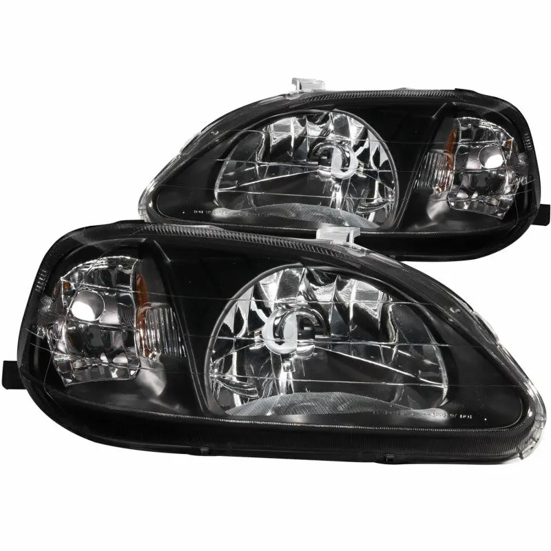 Anzo 1999-2000 Honda Civic Crystal Headlights Black 1