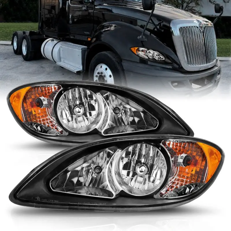 Anzo 2008-2016 International Prostar Crystal Headlights Black Housing (Oe Replacement) 1