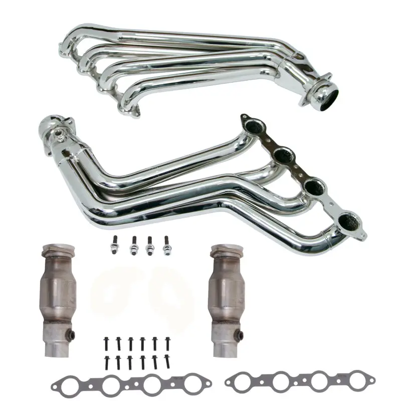 Bbk 10-15 Camaro Ls3 L99 Long Tube Exhaust Headers With Converters - 1-3/4 Chrome 1