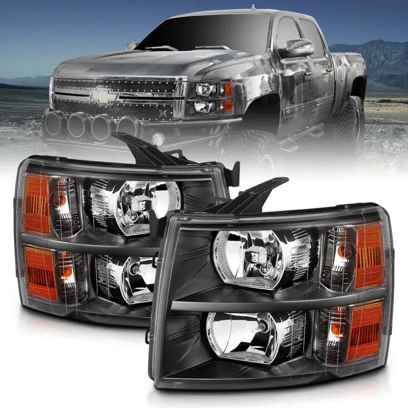 Anzo 2007-2013 Chevrolet Silverado Crystal Headlights Black 1