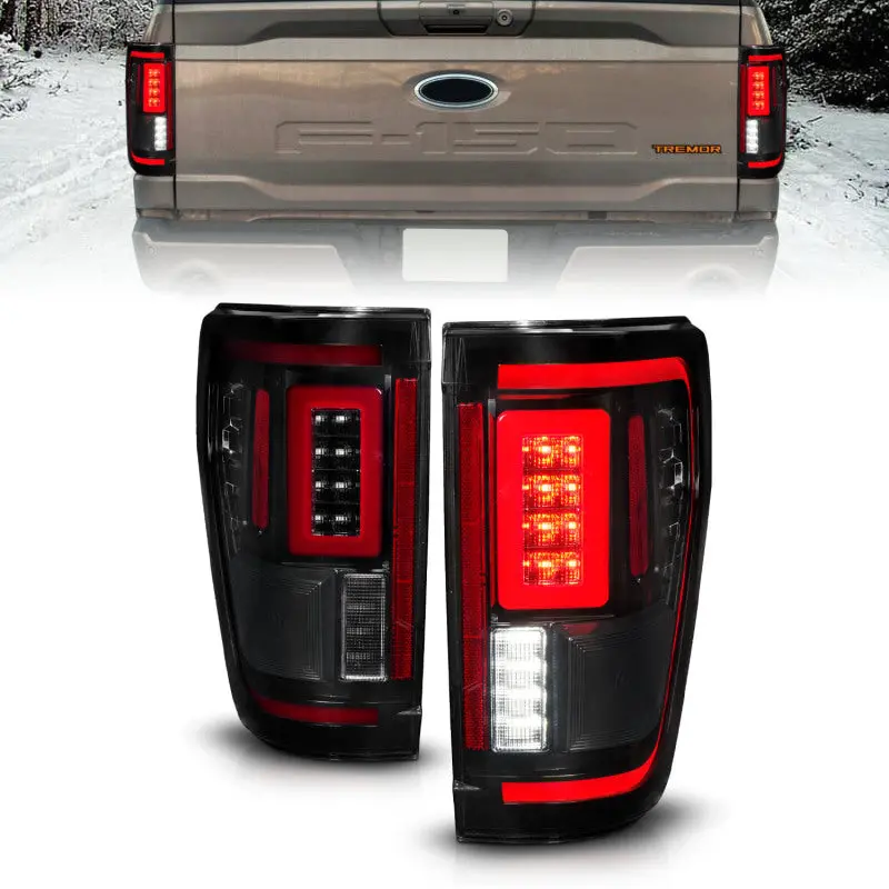 Anzo 21-23 Ford F-150 Led Taillights Seq. Signal W/Blis Cover - Smoke Blk (For Factory Halogen Only) 1
