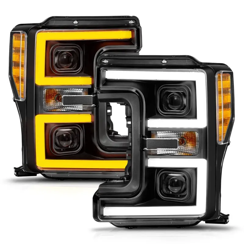Anzo 17-19 Ford F-250/350/450 Sd (W/O Factory Led) Led Proj Headlights W/Light Bar Switchback Blk 2