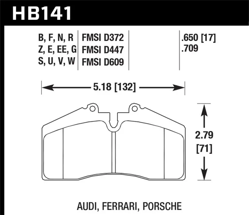 Hawk 1986-1991 Porsche 928 Cs Hps 5.0 Front Brake Pads 1