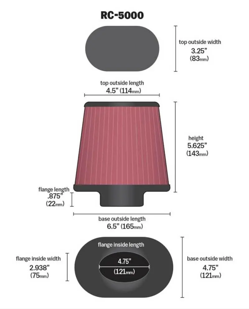 K&N Universal Chrome Filter Gm Tpi Custom - Oval Flange 1