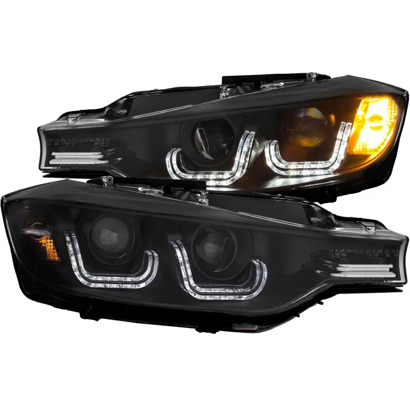 Anzo 2012-2015 Bmw 3 Series Projector Headlights W/ U-Bar Black 1