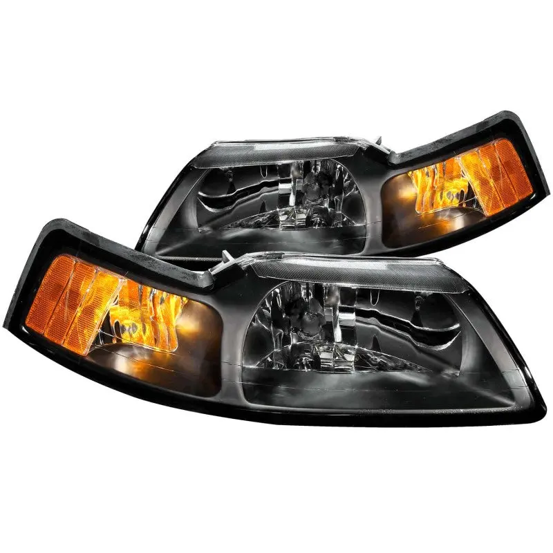 Anzo 1999-2004 Ford Mustang Crystal Headlights Black 1