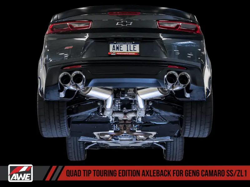 Awe Tuning 16-19 Chevrolet Camaro Ss Axle-Back Exhaust - Touring Edition (Quad Chrome Silver Tips) 1