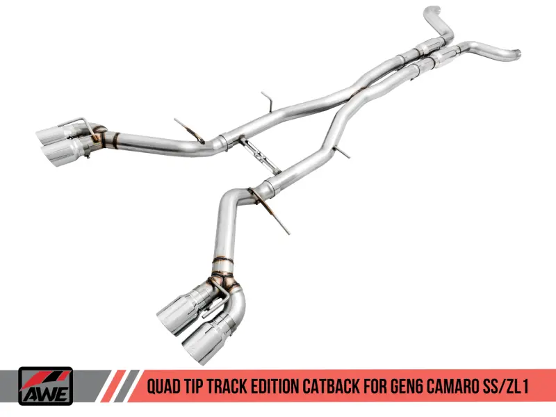 Awe Tuning 16-24 Chevy Camaro Ss Coupe Non-Res Cat-Back Exhaust - Track Edition (Quad Chrome Silver Tips) 1
