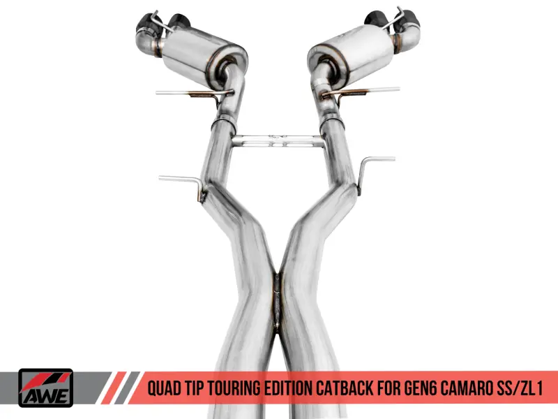 Awe Tuning 16-19 Chevy Camaro Ss Res Cat-Back Exhaust -Touring Edition (Quad Diamond Black Tips) 1