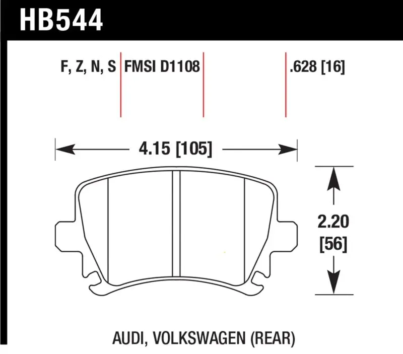 Hawk Audi A3 / A4 / A6 Quattro Hps Rear Brake Pads 1