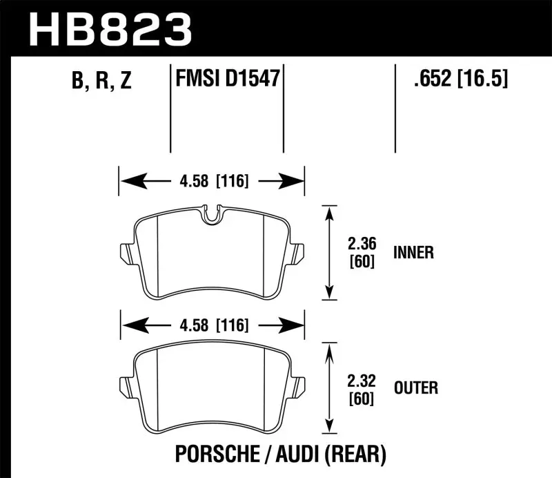 Hawk 13-17 Audi S6/S7/S8 / 12-17 Audi A6 Quattro/A7 Quattro Performance Ceramic Rear Brake Pads 1