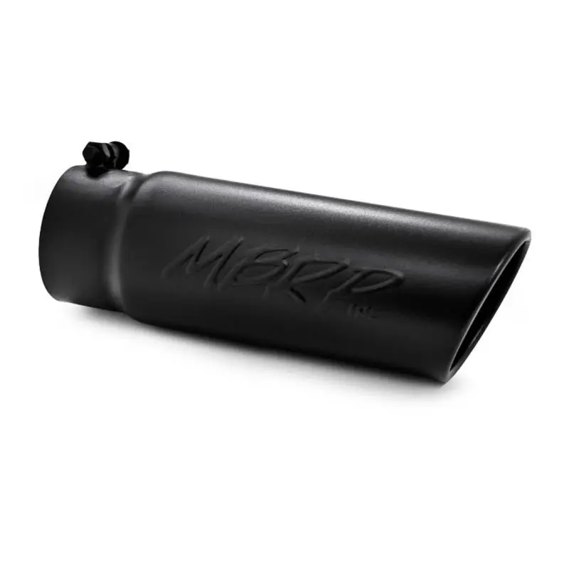 Mbrp Universal Tip 4 O.D. Angled Rolled End 3.5 Inlet 10 Length- Black Finish 1