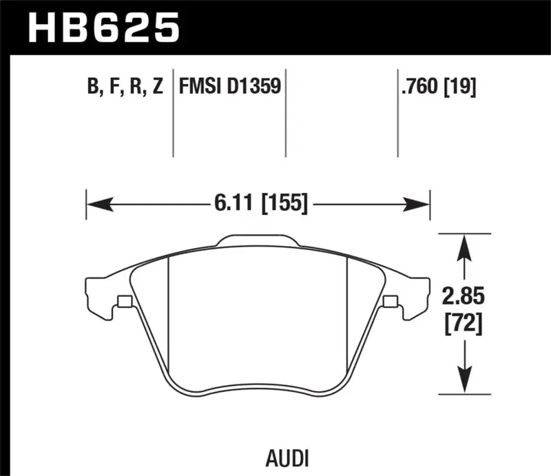 Hawk 2001-2010 Audi S3 European Hps 5.0 Front Brake Pads 1