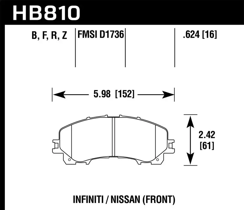 Hawk 14-17 Infiniti Q50 Hps 5.0 Front Brake Pads 1
