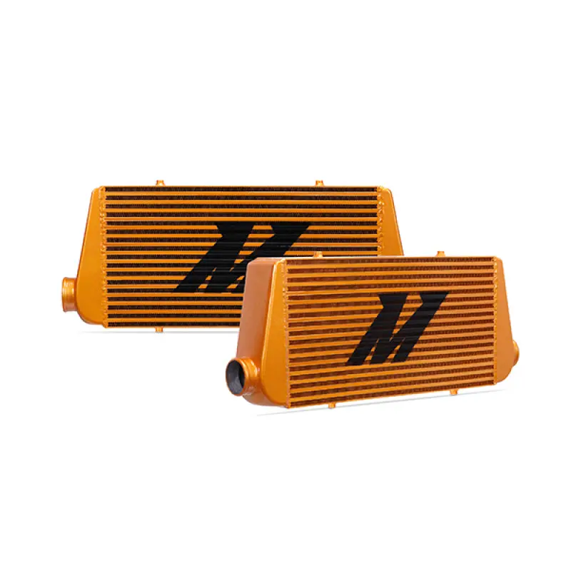 Mishimoto Universal Gold R Line Intercooler Overall Size: 31X12x4 Core Size: 24X12x4 Inlet / Outlet 1