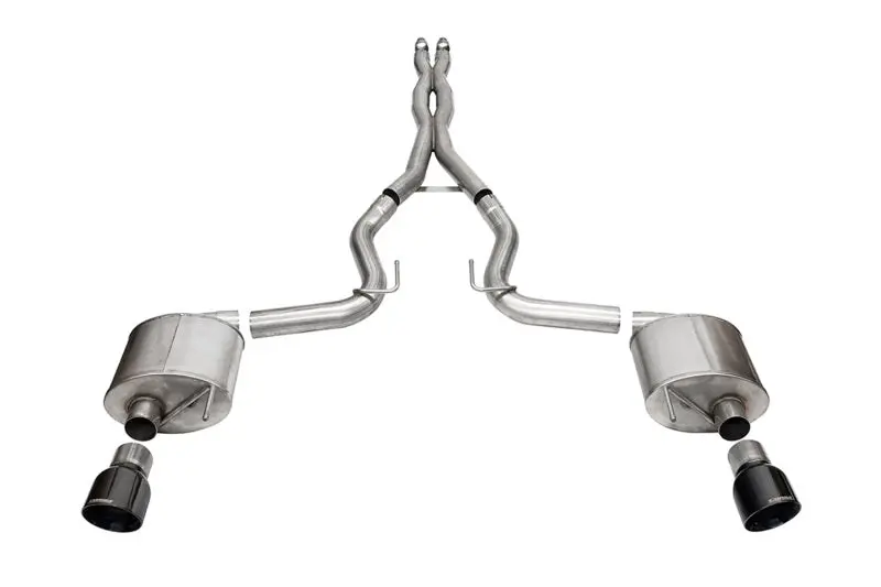Corsa 2024 Ford Mustanggt Sport Cat-Back Ex.Sys 3.0In Dual Rear Exit W/4.5In Blk Pvd Pro Series Tips 1
