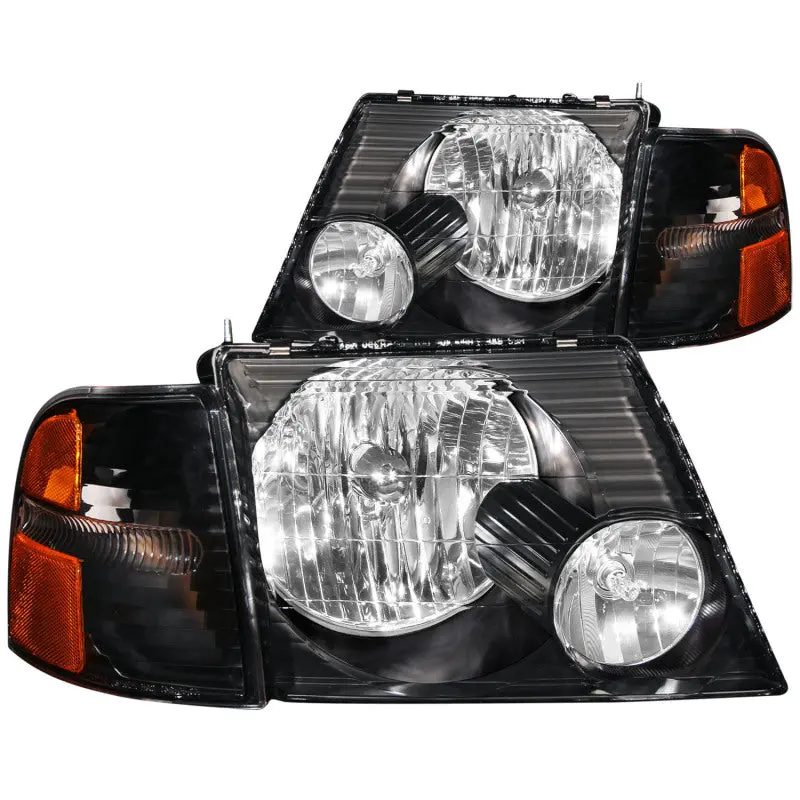Anzo 2002-2005 Ford Explorer Crystal Headlights Black W/ Corner Lights 2Pc 1