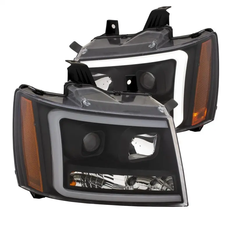 Anzo 07-14 Chevy Tahoe Projector Headlights W/ Plank Style Design Black W/ Amber 1