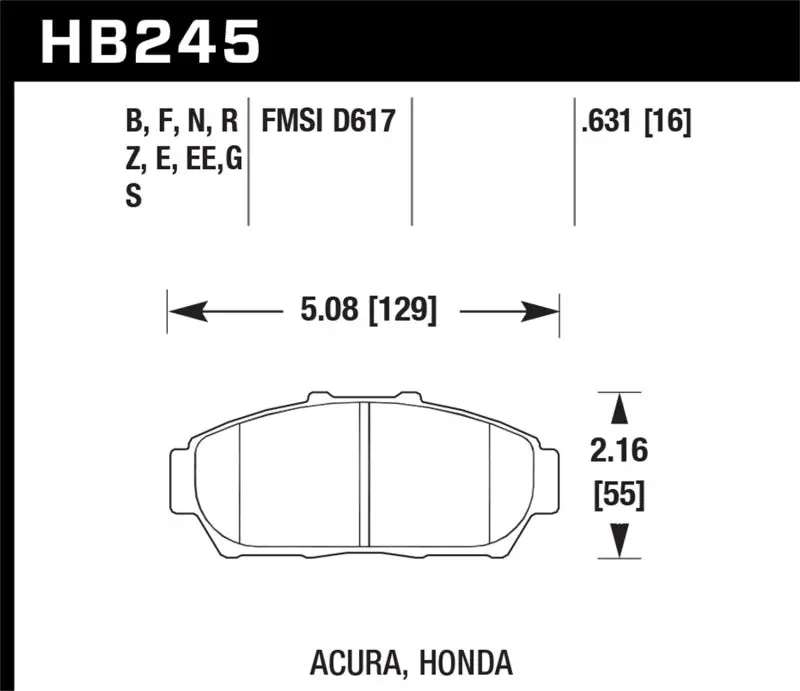 Hawk 94-01 Acura Integra (Excl Type R)  Hp+ Street Front Brake Pads 1