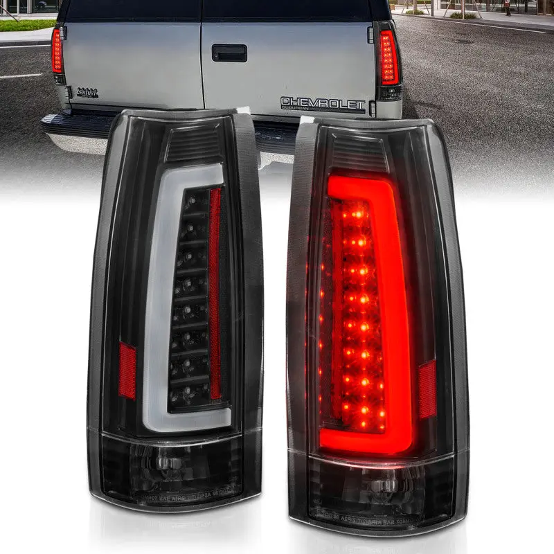 Anzo 1999-2000 Cadillac Escalade Led Taillights Black Housing Clear Lens Pair 1