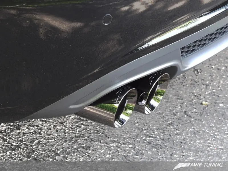 Awe Tuning Audi B8 A4 Touring Edition Exhaust - Single Side Diamond Black Tips 1