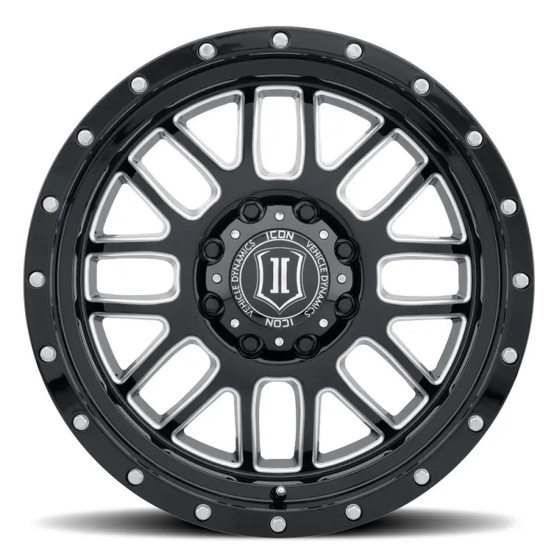 Icon Alpha 20X9 8X180 12Mm Offset 5.5In Bs Gloss Black Milled Spokes Wheel 2