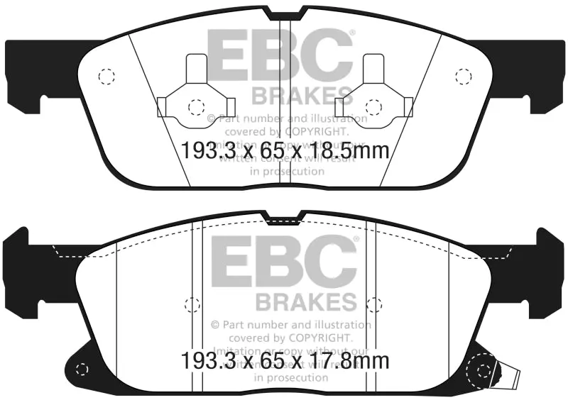 Ebc 2016+ Lincoln Continental (10Th Gen) 2.7L Twin Turbo Yellowstuff Front Brake Pads 1