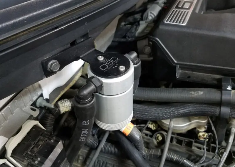 J&L 11-14 Ford F-150/Ford F-150 Raptor 6.2L Passenger Side Oil Separator 3.0 - Clear Anodized 2