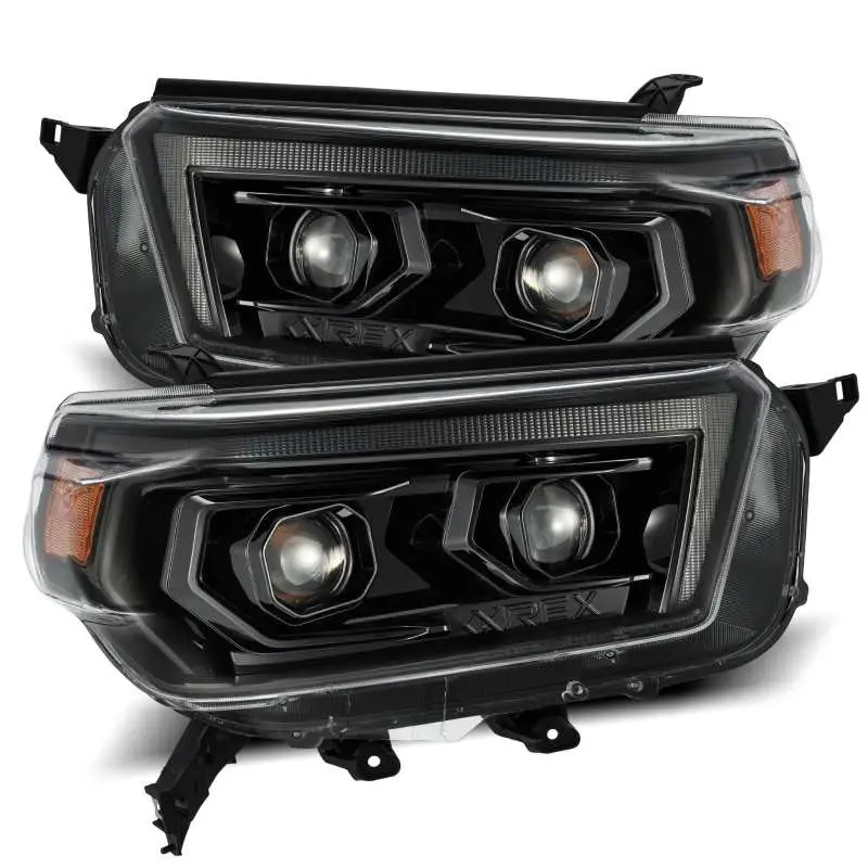 Alpharex 10-13 Toyota 4Runner Luxx Led Proj Headlights Plank Style Alpha Black W/Seq Signal/Drl 1