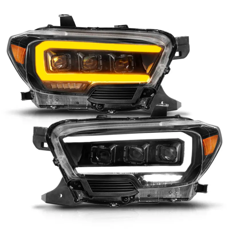 Anzo 16-22 Toyota Tacoma Led Projector Headlights W/ Light Bar Sequential Black Housing W/Initiation 2