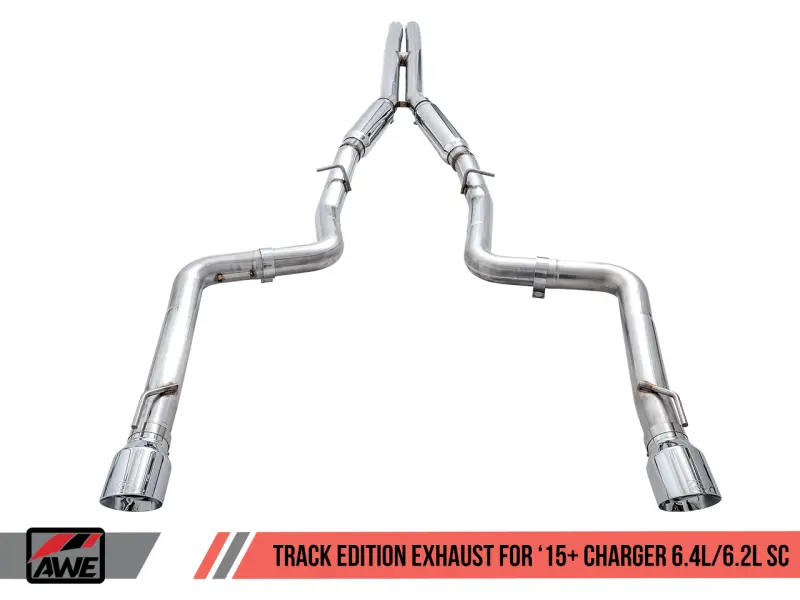 Awe Tuning 2015+ Dodge Charger 6.4L/6.2L Supercharged Track Edition Exhaust - Diamond Black Tips 1