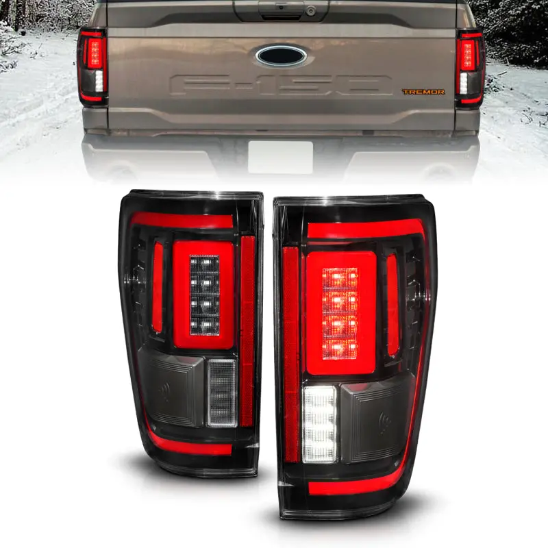 Anzo 21-23 Ford F-150 Led Taillights Seq. Signal W/Blis Cover - Black (For Factory Halogen Only) 1