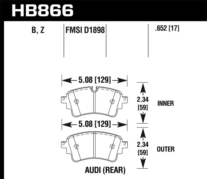 Hawk 18-19 Audi S5 Hps 5.0 Rear Brake Pads 1