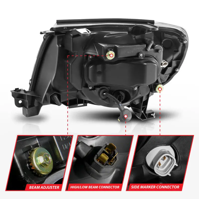 Anzo 05-11 Toyota Tacoma Projector Headlights W/Light Bar Switchback Black Housing 2