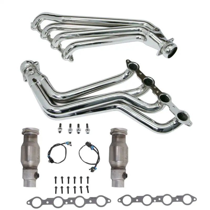Bbk 10-15 Camaro Ls3 L99 Long Tube Exhaust Headers With Converters - 1-3/4 Chrome 2