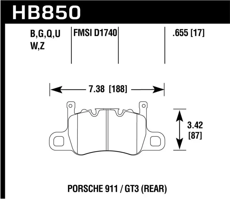 Hawk Audi 14-19 Porsche 911 / 2016 Cayman / 17-19 Panamera Pc Rear Brake Pads W/ Carbon Ceramics 1