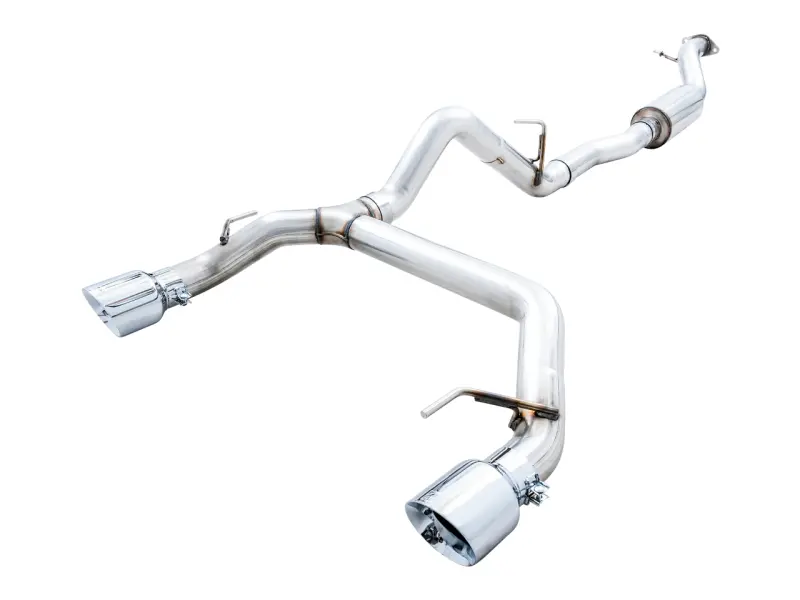 Awe Tuning 2021+ Ford Bronco 0Fg Dual Rear Exit Exhaust W/Chrome Silver Tips & Bash Guard 1