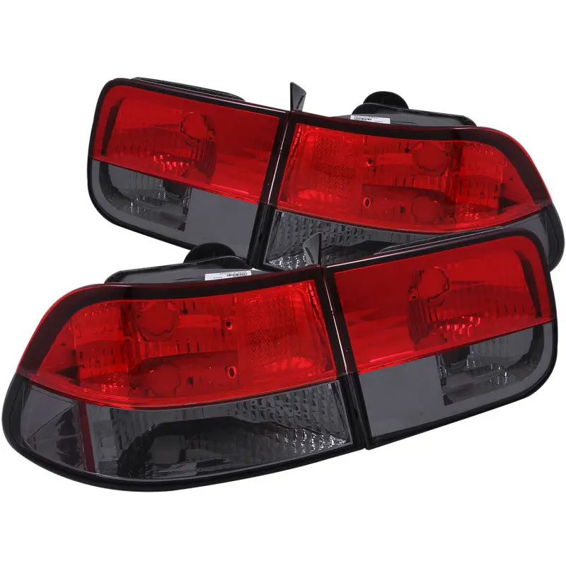Anzo 1996-2000 Honda Civic Taillights Red/Smoke 1