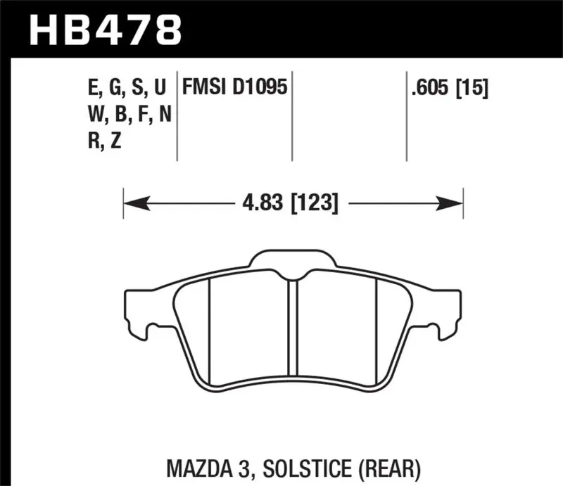 Hawk 13-14 Ford Focus St / Mazda/ Volvo Performance Ceramic Street Rear Brake Pads 1