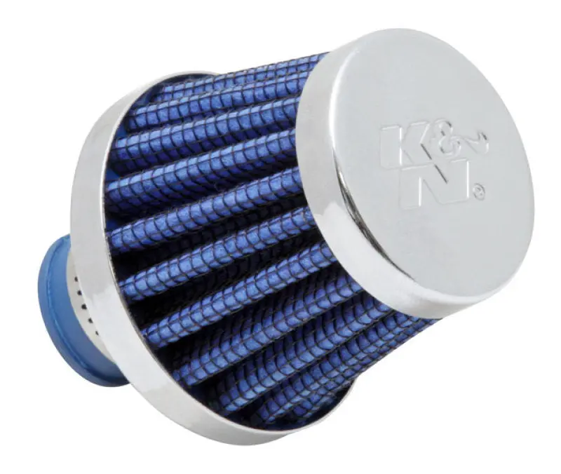 K&N 2In Base Od X .375In Flange Id X 1.75In H Rubber Base Crankcase Vent Filter - Blue 1