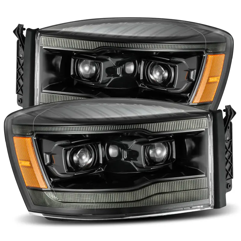 Alpharex 06-08 Dodge Ram 1500Hd Luxx Led Projector Headlights Plank Style Alpha Blk W/Seq Signal/Drl 1