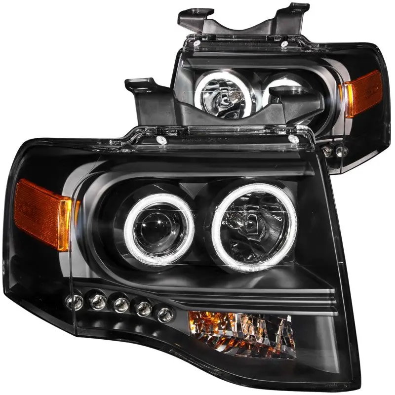 Anzo 2007-2014 Ford Expedition Projector Headlights W/ Halo Black 1
