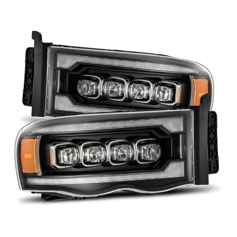 Alpharex 02-05 Dodge Ram 1500 Nova Led Proj Headlights Plank Style Blk W/Activ Light/Seq Signal 1